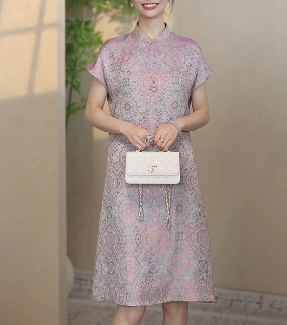 新中式国风重工刺绣连衣裙女春夏新款设计感改良旗袍084