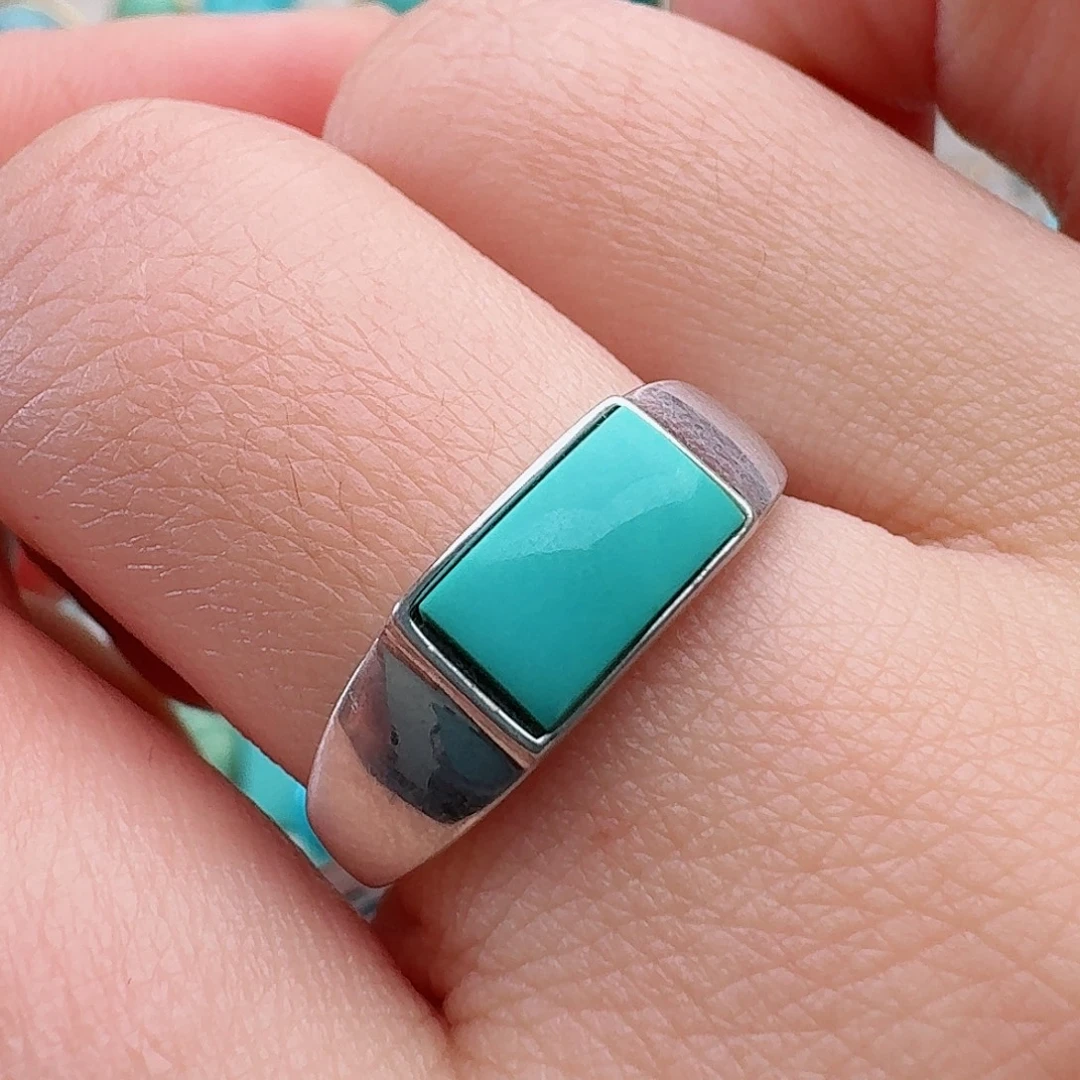 绿松石银S925镶嵌戒指