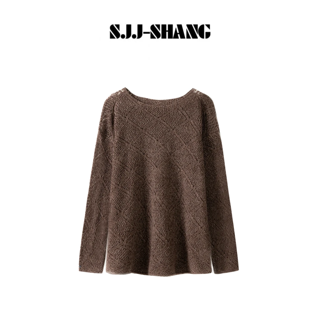 SJJ-SHANG【织梦】慵懒感羊绒天丝混纺休闲圆领羊毛毛衣q135642p