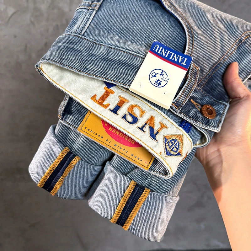 春夏新款简约男士牛仔裤2025潮牌时尚百搭弹力修身小直筒裤611