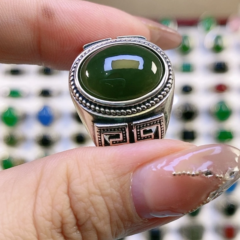 【闪购商品】银S925镶嵌戒指和田玉