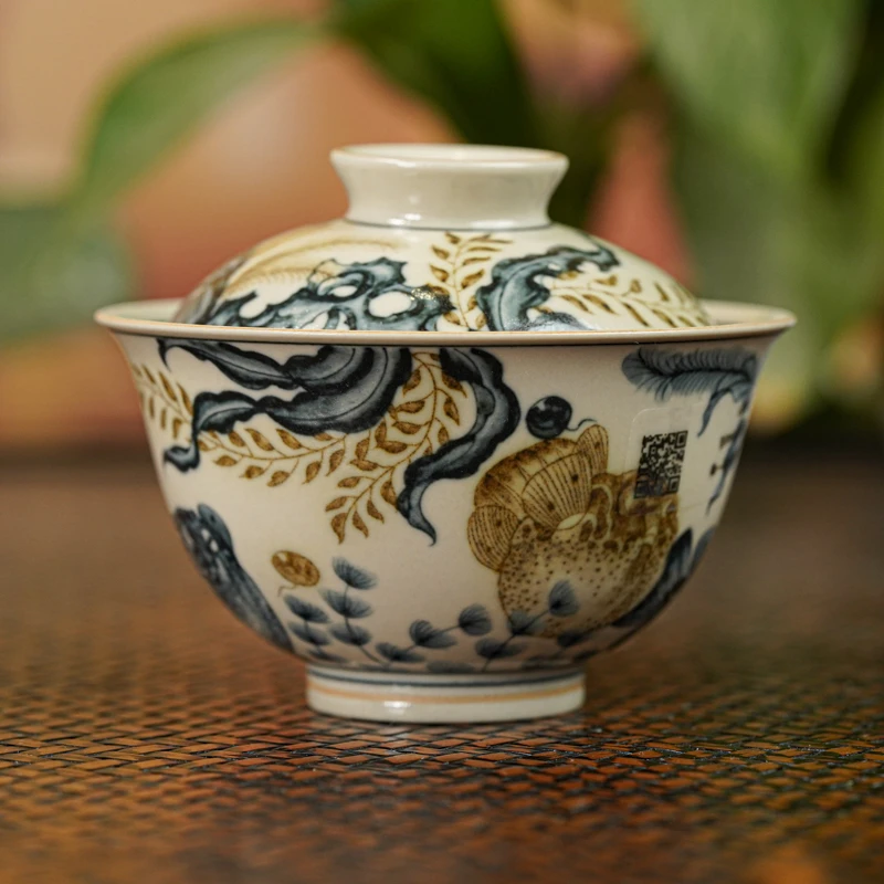 【墨舍名窑】一生一物河豚盖碗 ysyw14