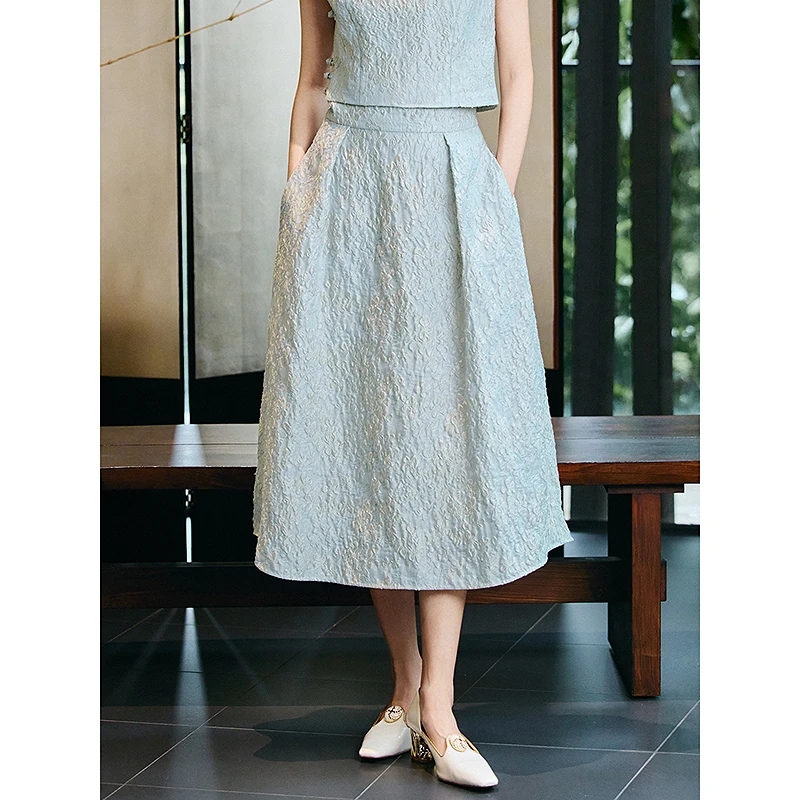 Song of Song歌中歌时尚显瘦气质夏季复古优雅半身裙5C65250036