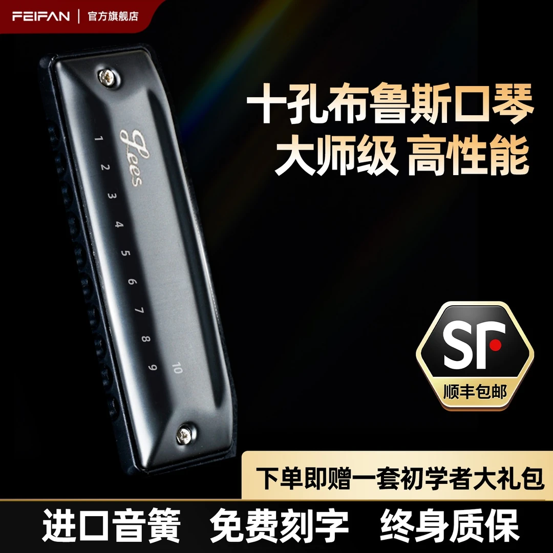 FEIFAN/飞繁十孔布鲁斯口琴Paddy初学者入门蓝调专业演奏级乐器