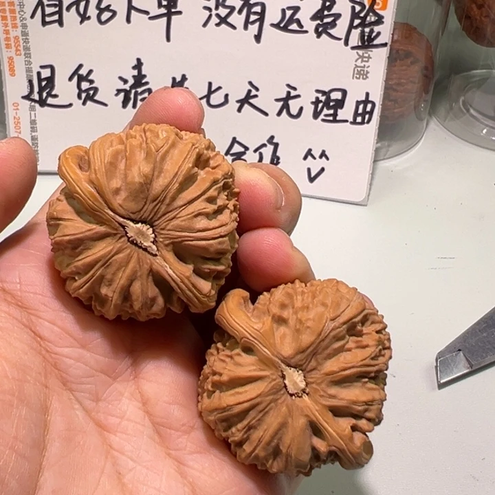 文玩核桃把件40白狮子有修