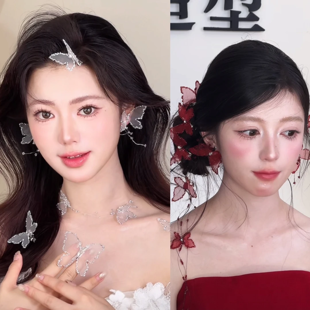 T7030超仙甜美减龄百搭蝴蝶新娘套装