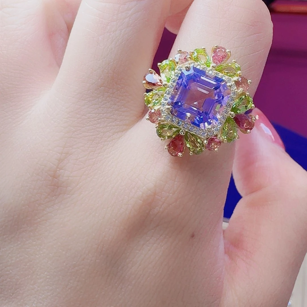 水晶戒指银S925镶嵌戒指