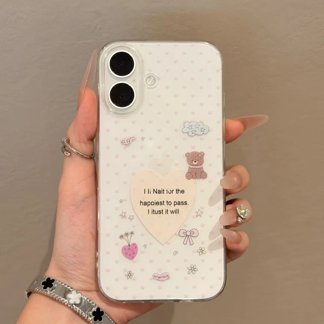 星星爱心小熊适用苹果17小米oppovivo15手机壳华为iPhone16国产