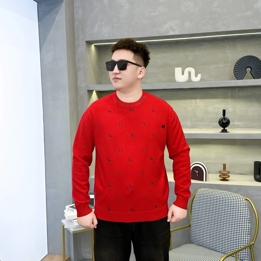 大码男装 冬季潮流 新年款烫钻 针织毛衫9133