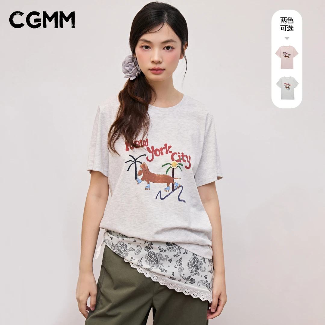 CGMM/橱柜密码新款趣味图案印花休闲通勤百搭短袖DSOMB5097
