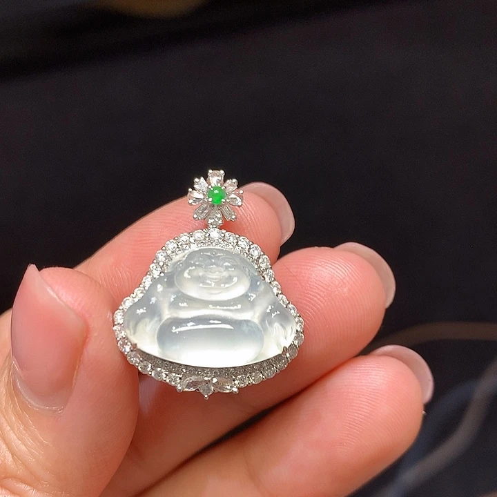 翡翠吊坠(不含链)18K金镶嵌