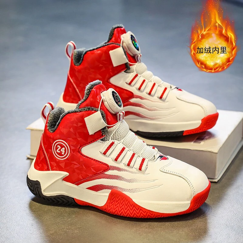 男童高帮鞋篮球鞋秋冬季中大童防滑跑步鞋儿童加绒棉鞋专业运动鞋