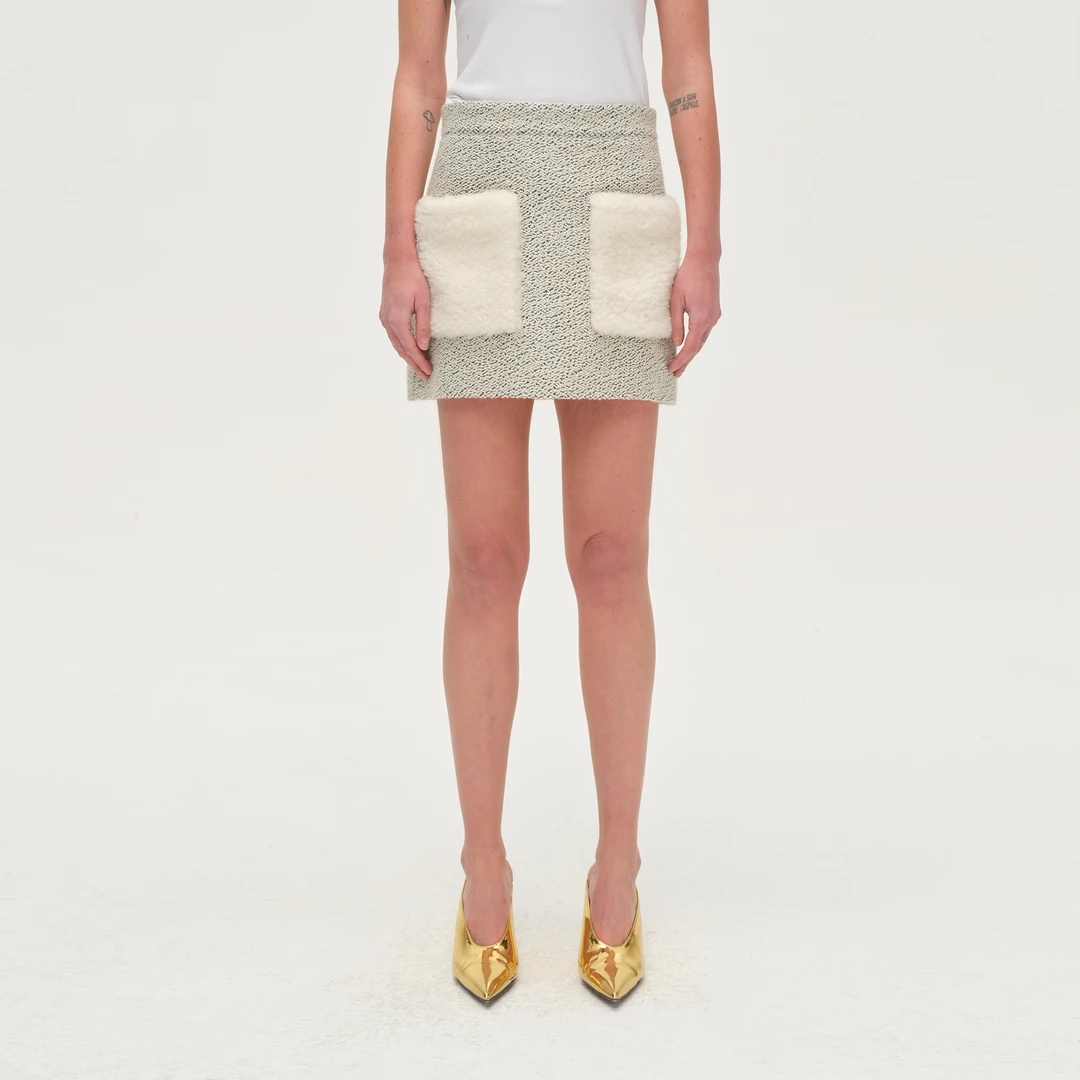 【顾文婷推荐】ATELIO 羊毛圈圈纱羊羔绒短半裙 35W12301A