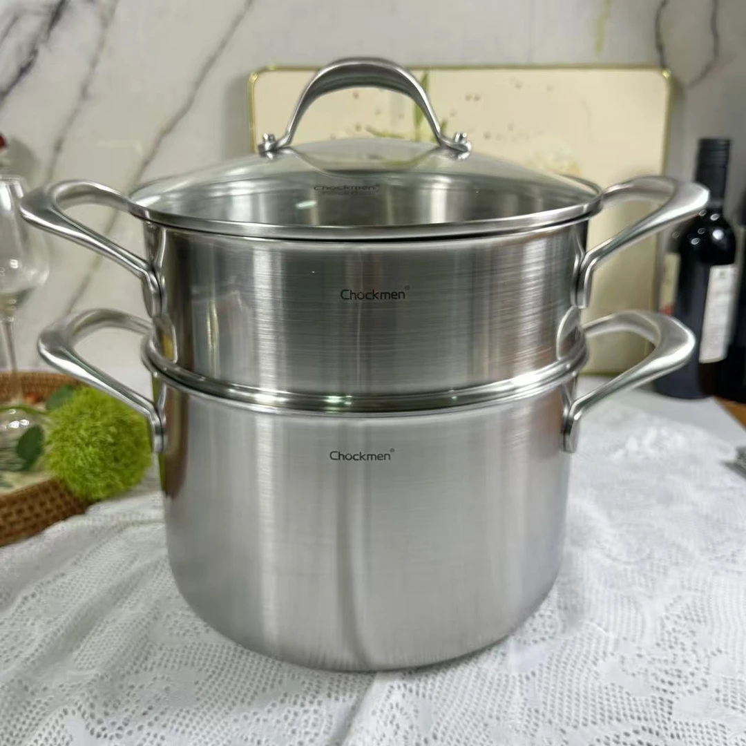 9-002  Chockmen不锈钢双耳断货王蒸锅  口径24CM 整锅重约3.6KG