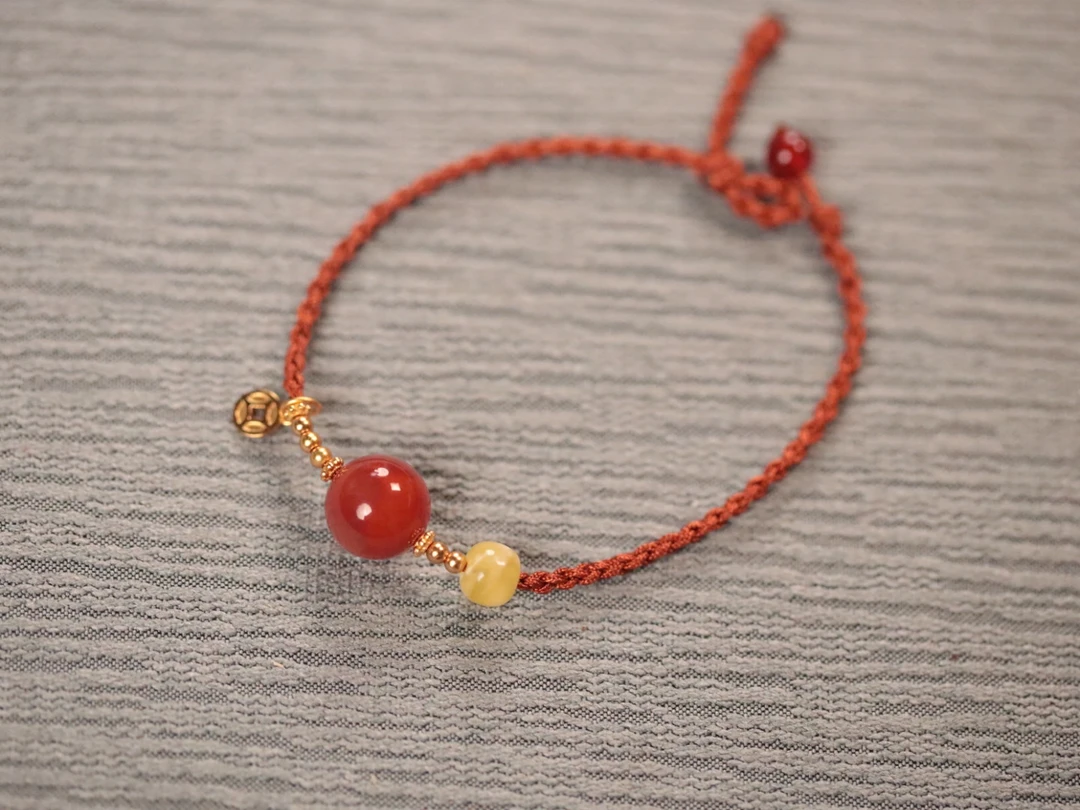 南红玛瑙1.2cm单珠【橘色】手绳款