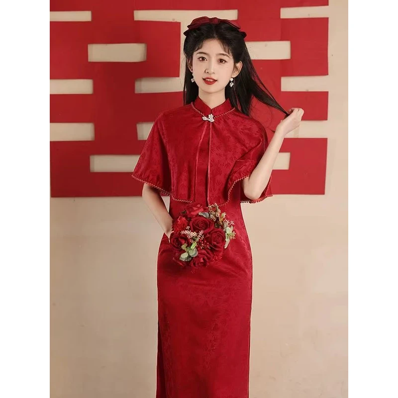 0624 红色 两件套 【良缘】旗袍