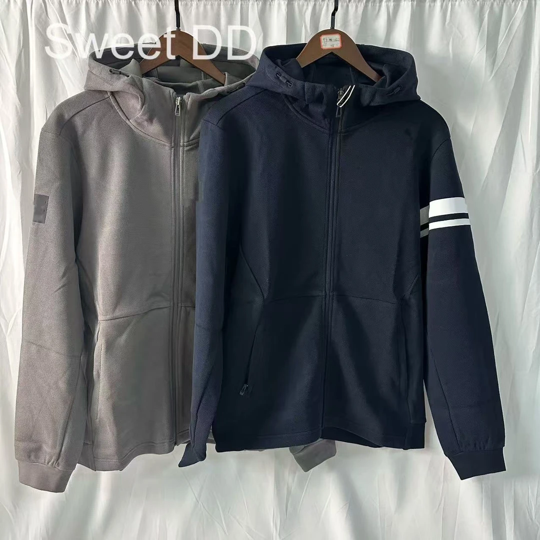Sweet DD情侣款双色连帽华夫格开衫卫衣/海