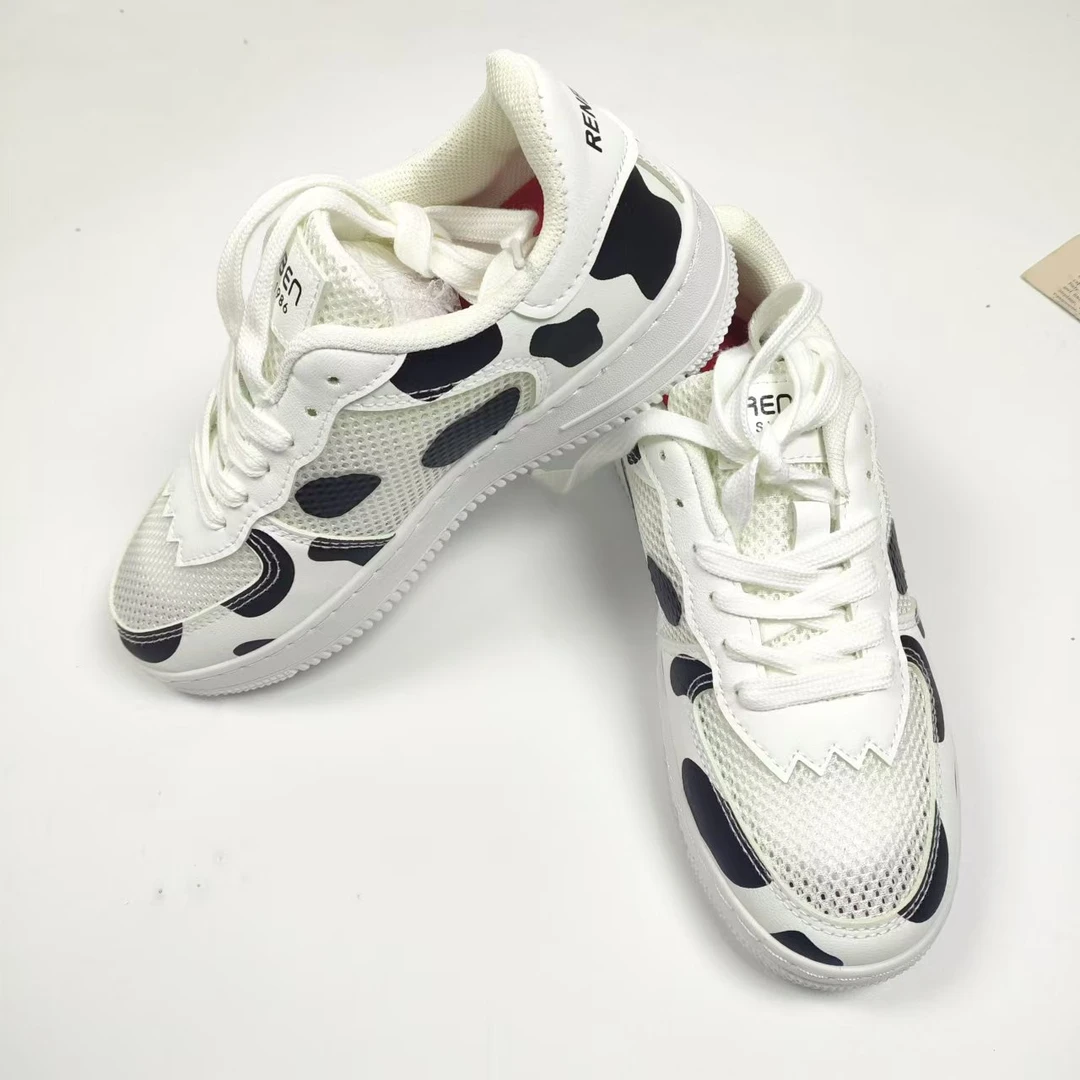 潮流ins风奶牛拼接透气运动休闲鞋厚底板鞋10309(2B10-3)