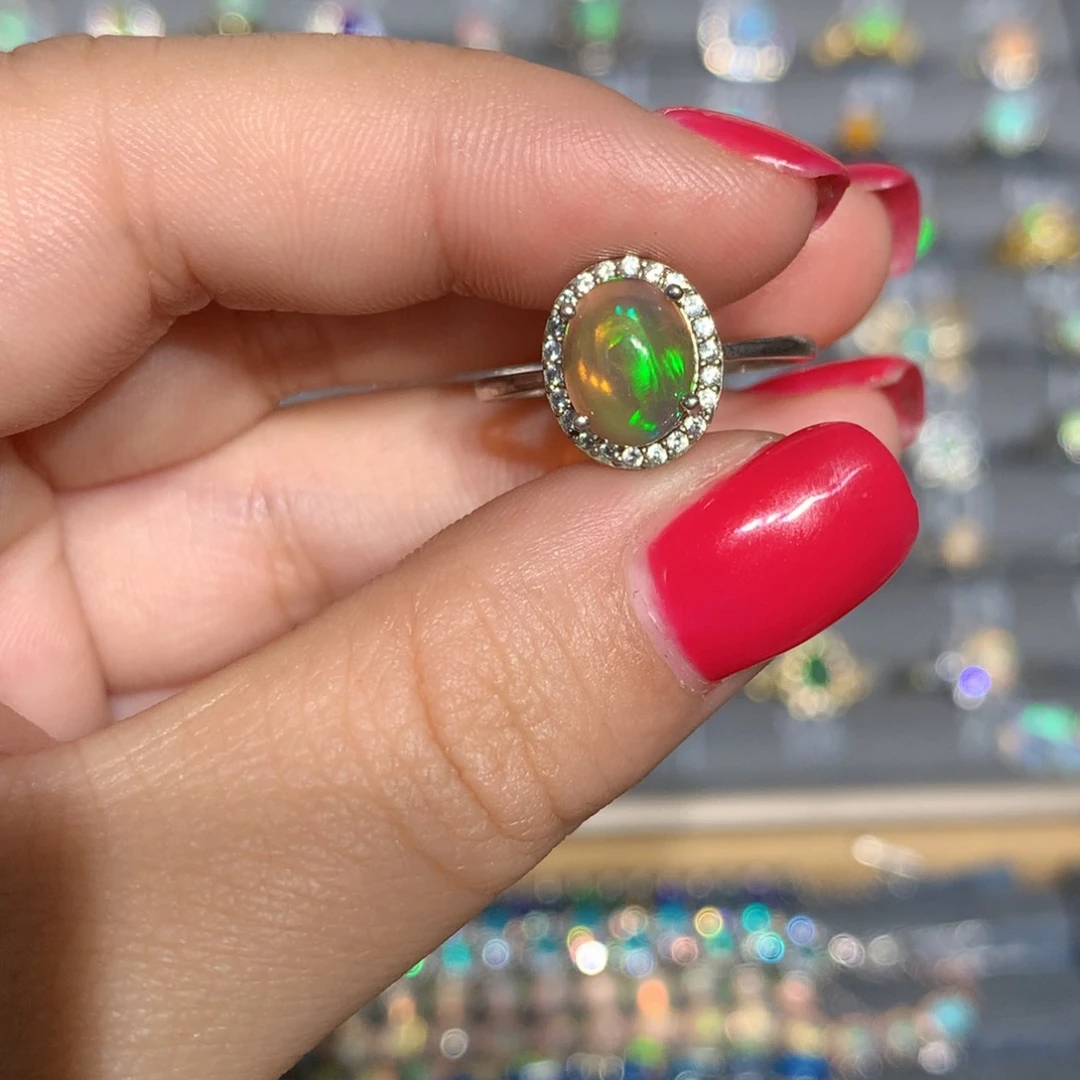 银S925镶嵌欧泊欧泊戒指l