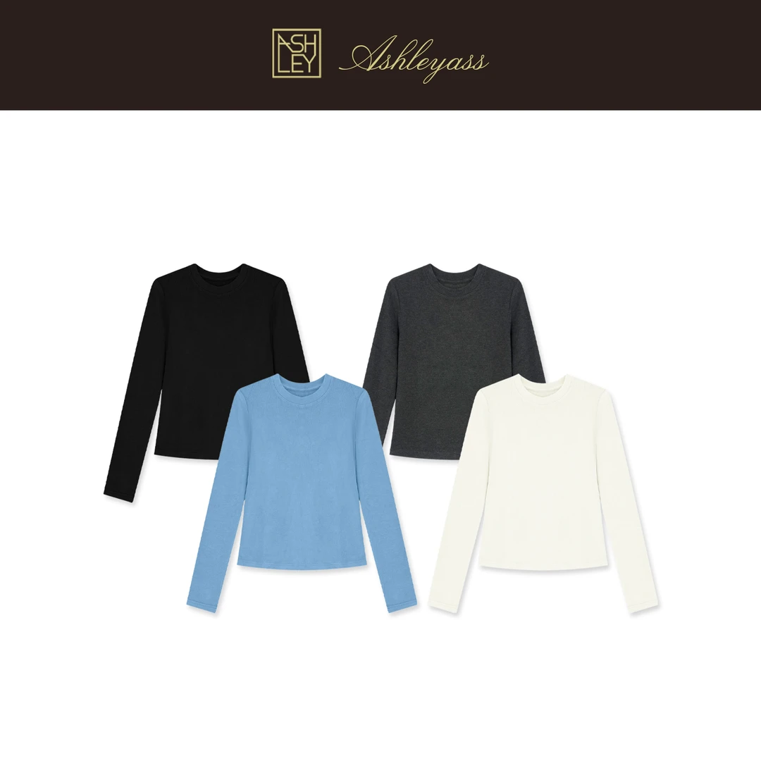【ASHLEYASS】“加热T”羊毛基础圆领T恤微绒无痕锁边上衣LSS251720W