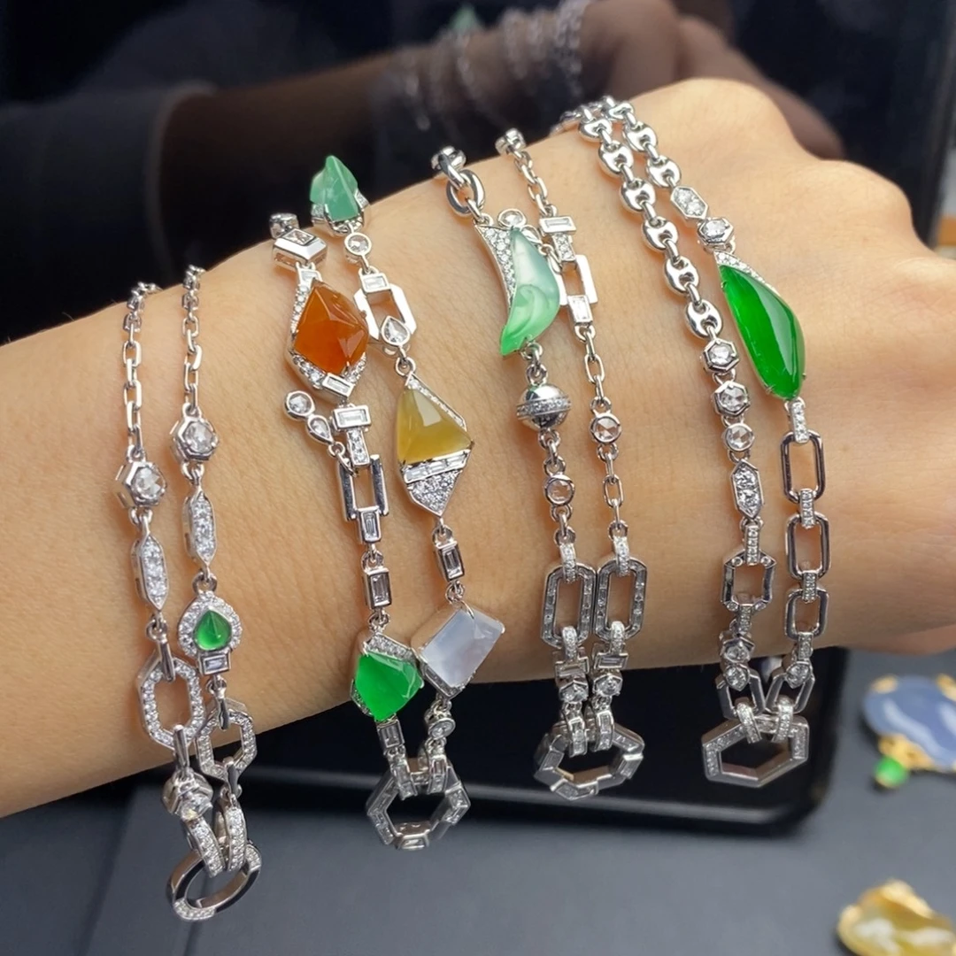 定制翡翠18K金镶嵌    定制款 万能链