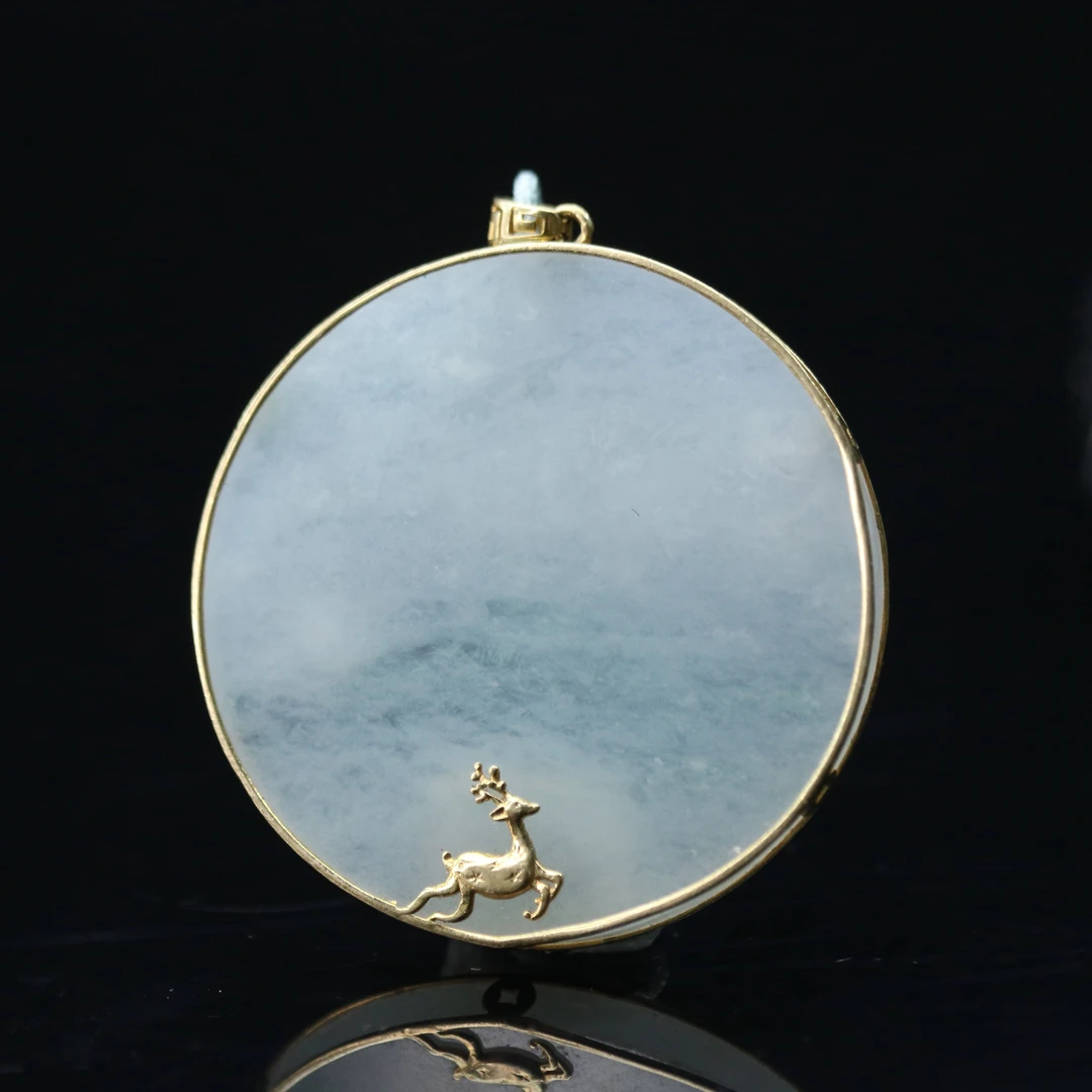 5天然缅甸翡翠A货18k无事牌吊坠/600079/上海嘉禾拍卖