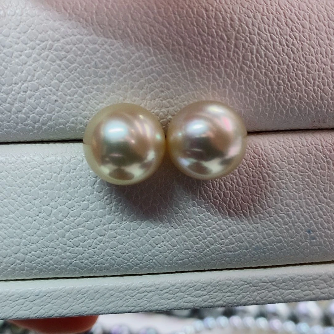 18K金镶嵌耳饰海水珍珠11-12