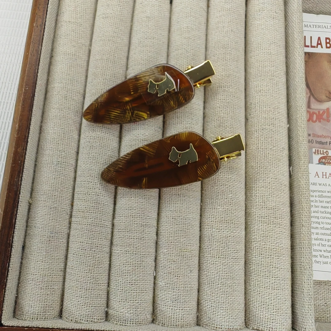 【卓菲】原单设计 醋酸小狗发夹边夹1129