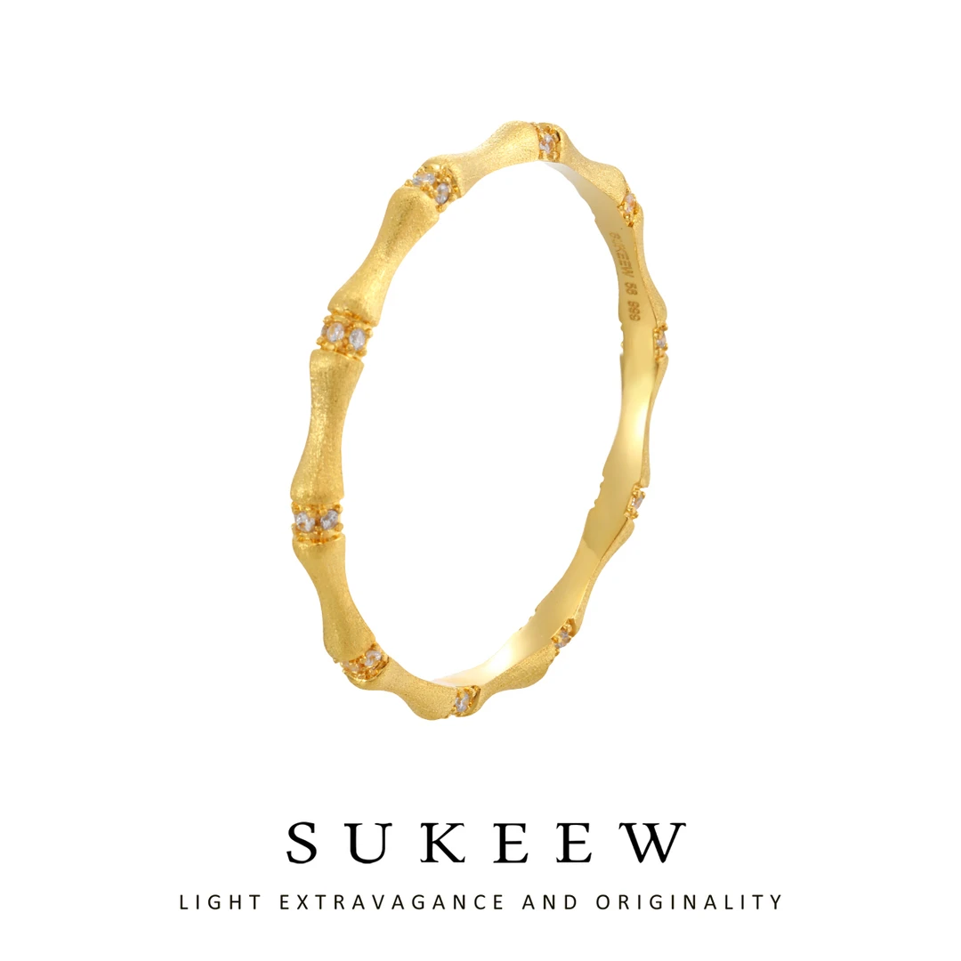 SUKEEW/酥可 铜合金合成锆石手镯 【节节高】拉丝竹节手镯246206