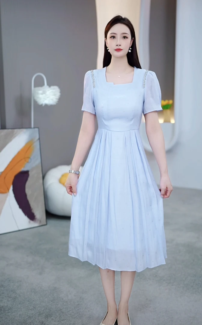 [依铭服饰] KK878 # 2025 新款 夏季 减龄 收腰 显瘦  连衣裙