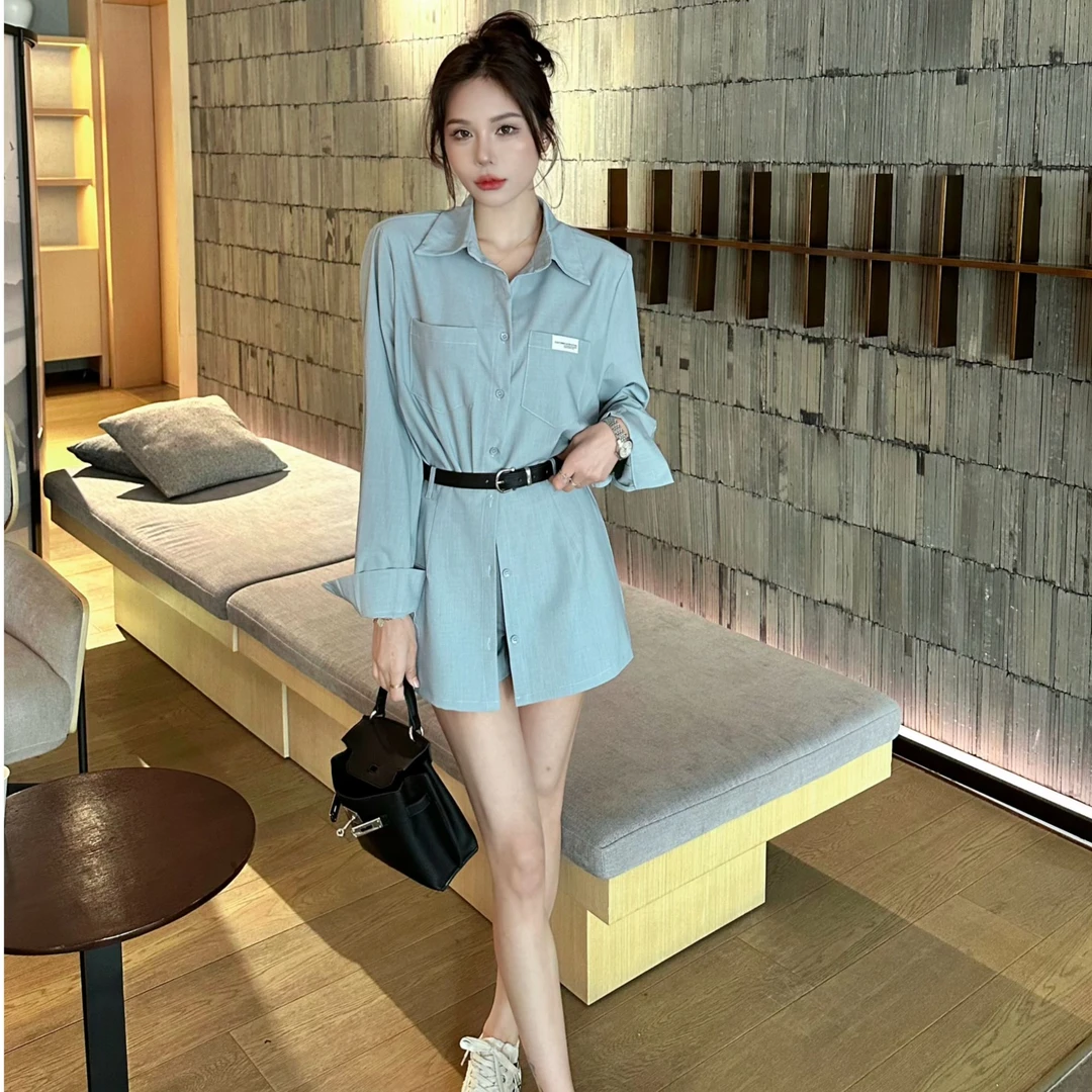 【田姜女装】韩系衬衣短裙两件套