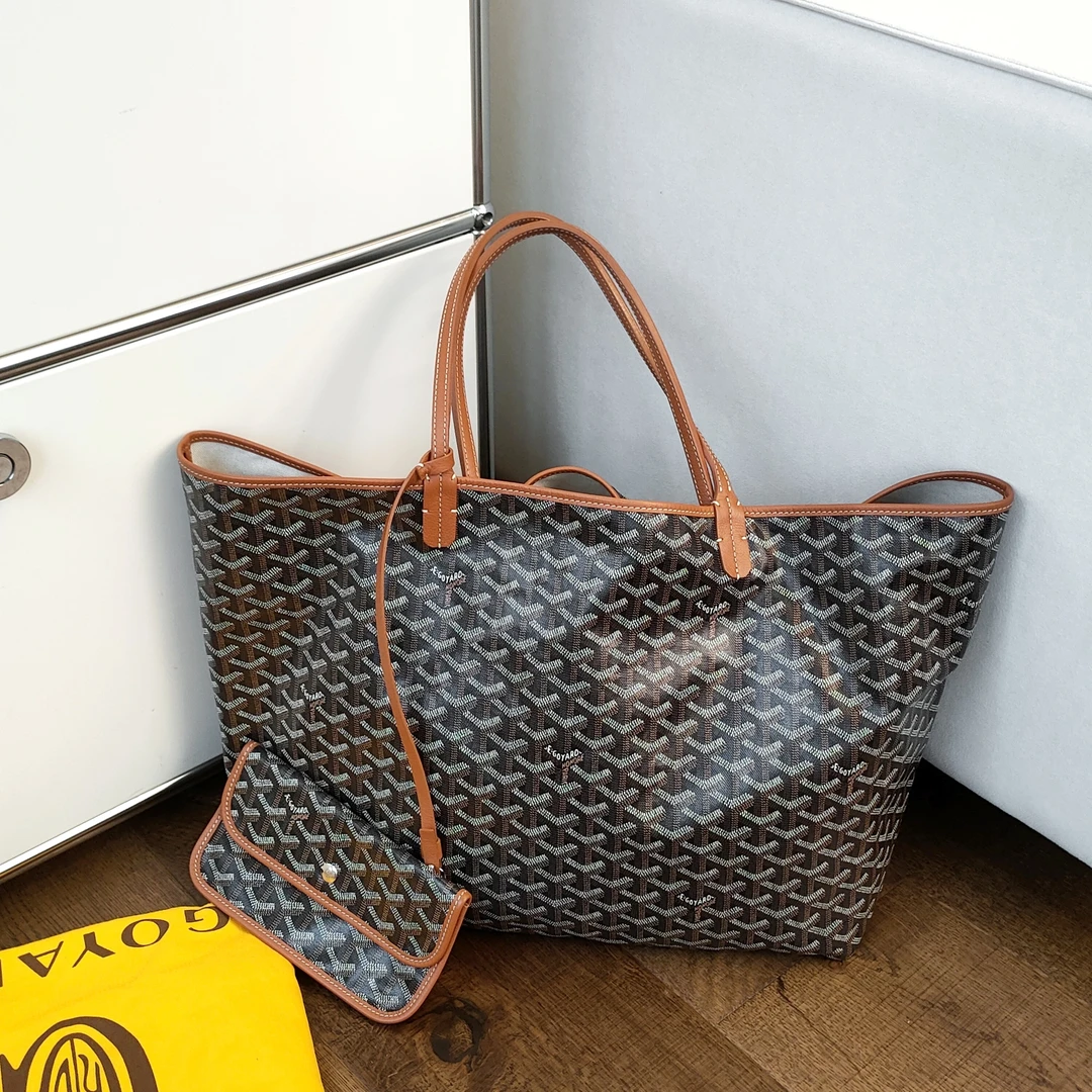 95新 Goyard Azul-棕色老花tote大号托特包49977