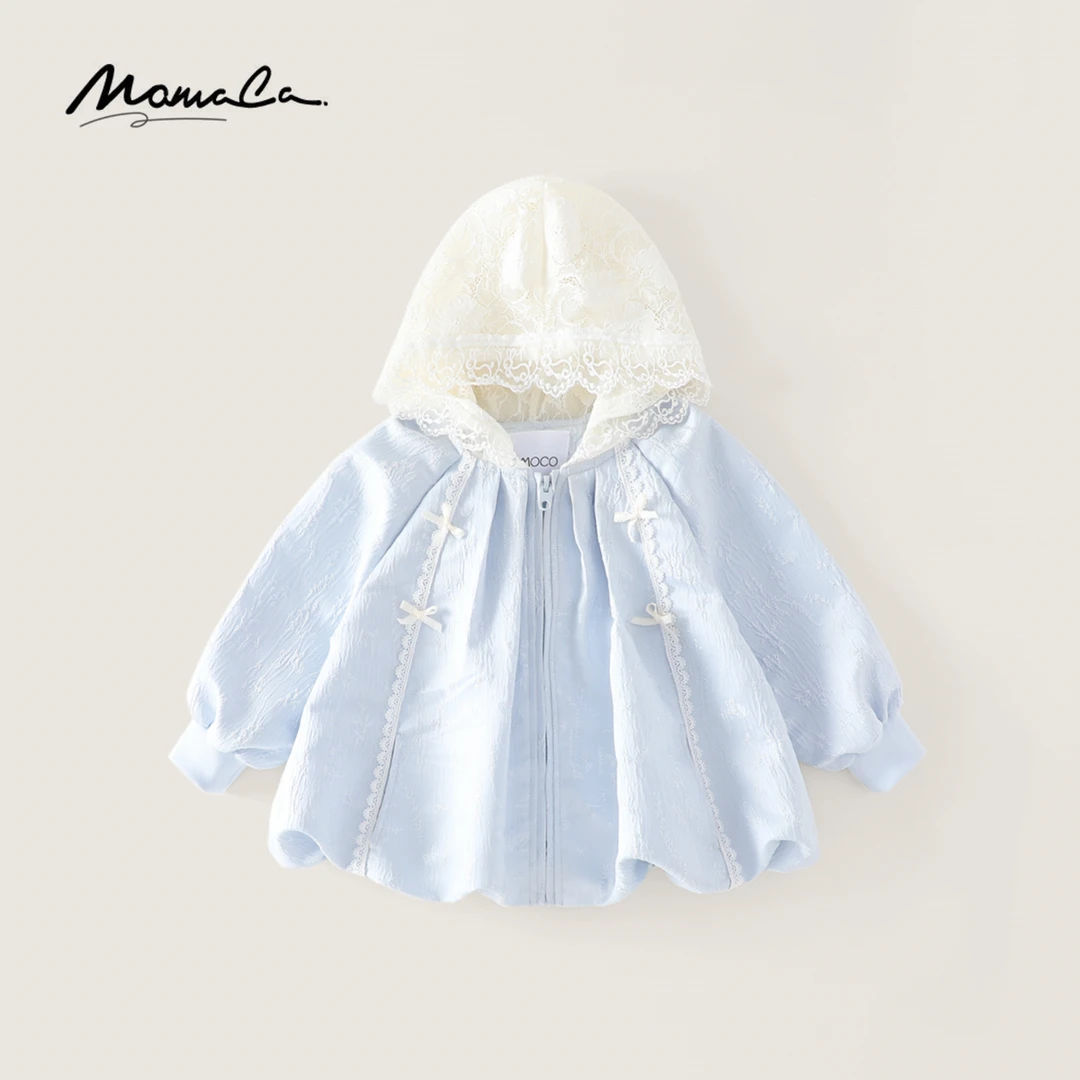 MOMOCO春秋季欧若风女童蝴蝶结设计感结外套宽松时尚77520138018