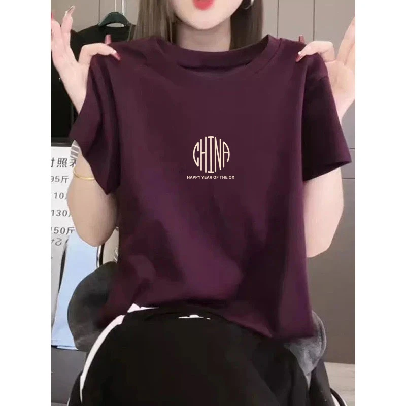 设计感小众正肩乌梅紫色短袖t恤女装2025新款时尚百搭上衣夏季潮