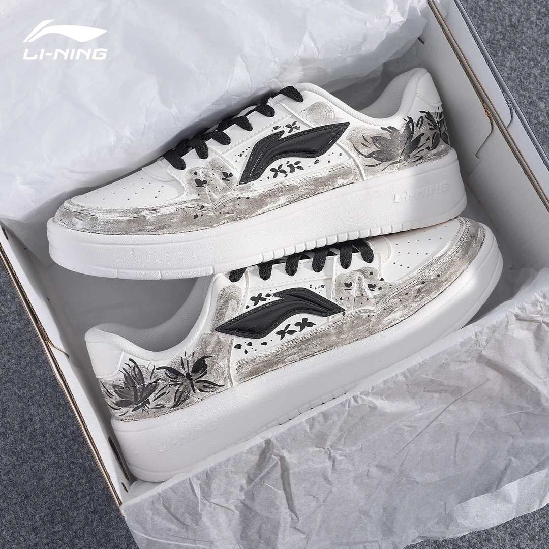 【定制板鞋】李宁月临 水墨蝴蝶男款板鞋新品运动透气百搭DIY休闲鞋