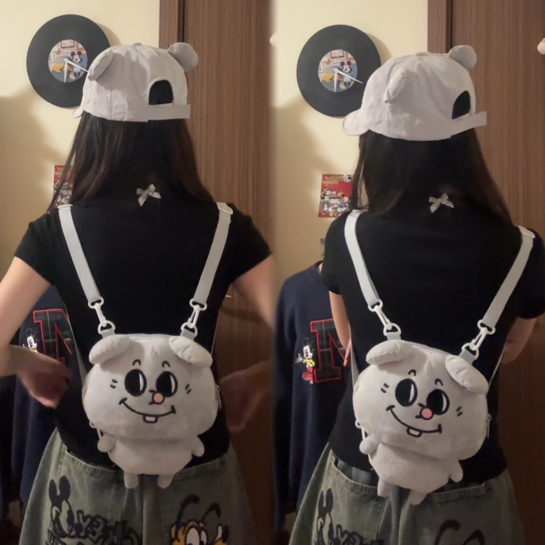 大鼠双肩包可爱毛绒背包女高颜值轻便开学季超萌小书包斜挎包玩偶