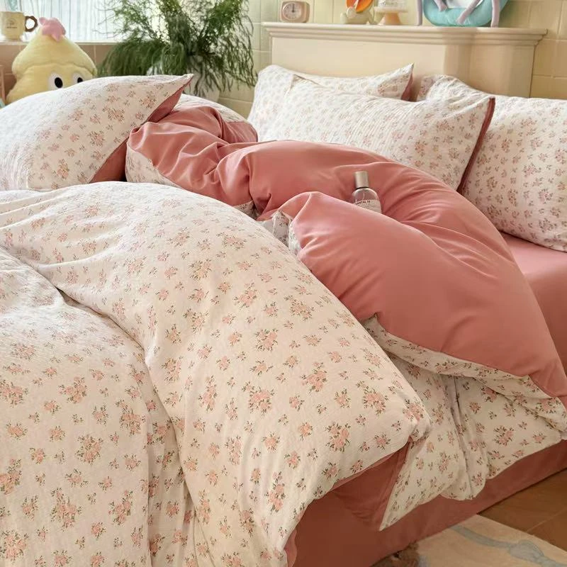 A类有氧提花加厚印花小竺绵四件套亲肤柔软四季款针织绵