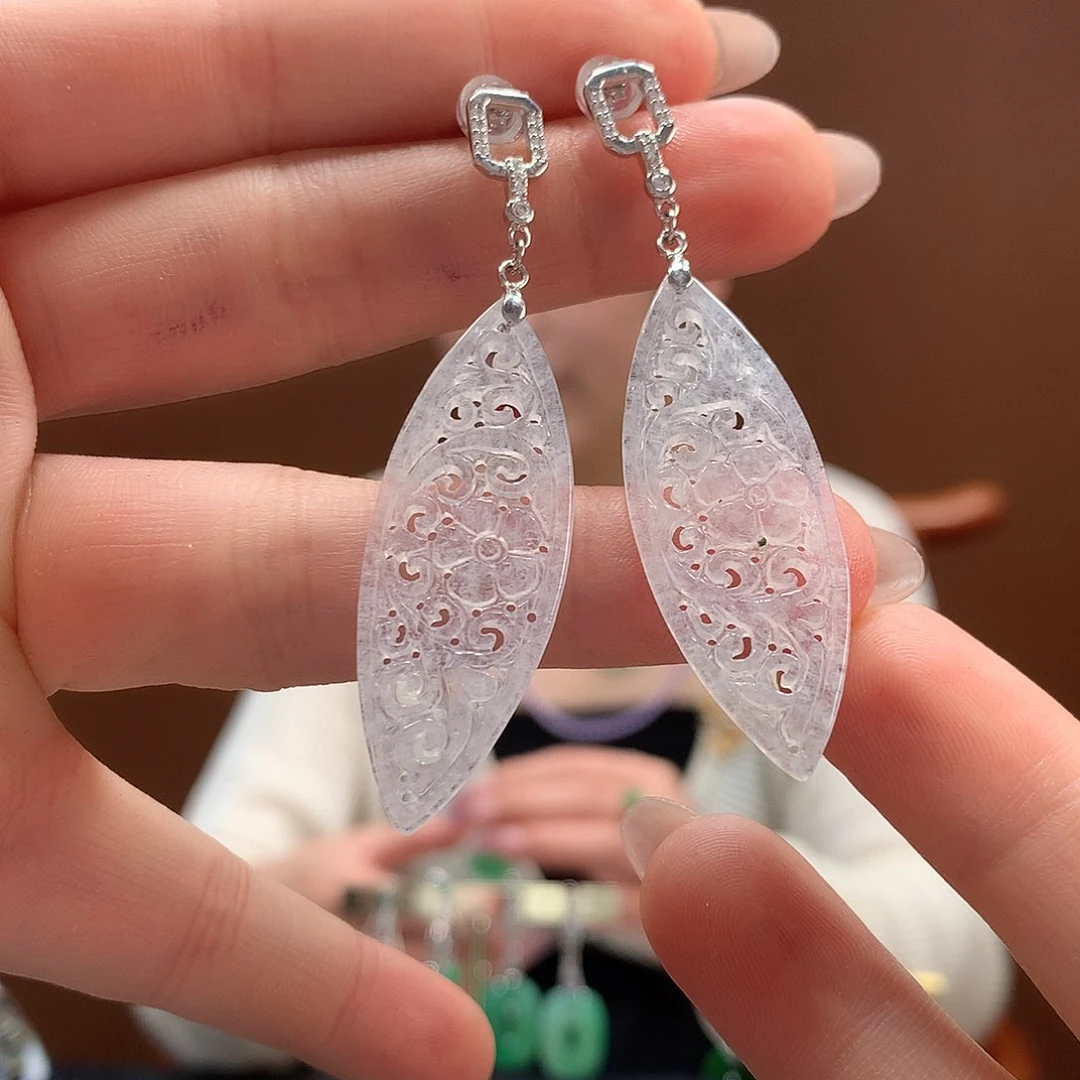 翡翠银S925镶嵌耳饰耳饰