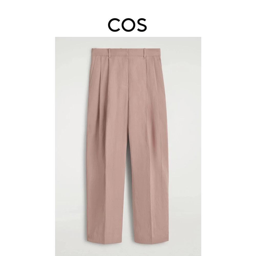COS女装 休闲版型褶裥阔腿裤粉色2025秋季新品1292450002