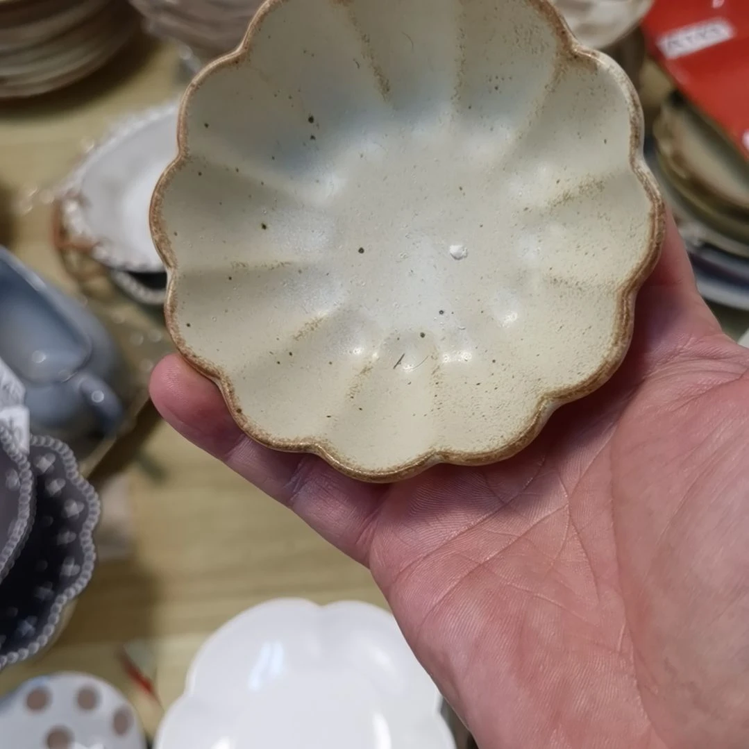瓷片微瑕粗陶料碟五个一组
