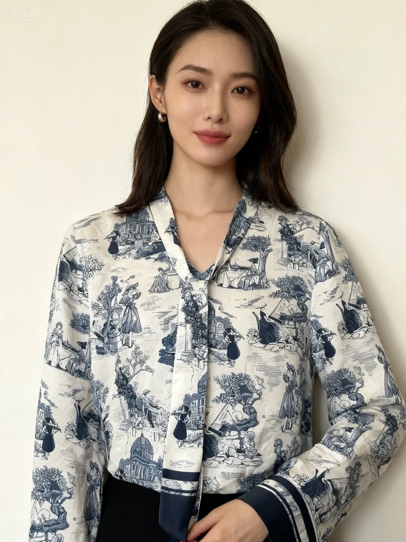 「断码孤品」衬衫花色复古风系法式碎花女夏新款 显瘦修身气质上衣