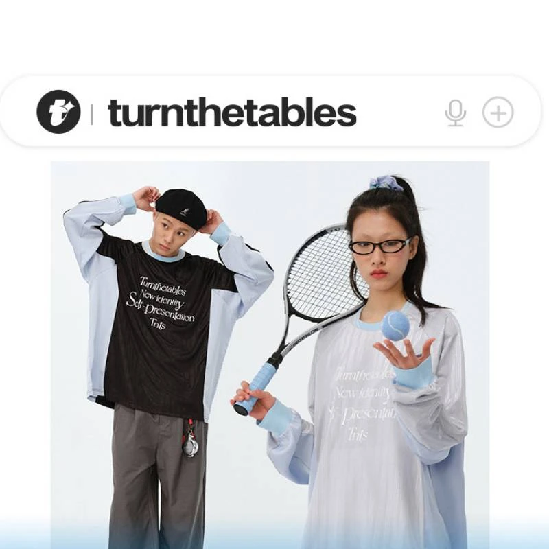 [闪闪球衣]Turnthetables欧若风撞色拼接条纹长袖球衣T恤