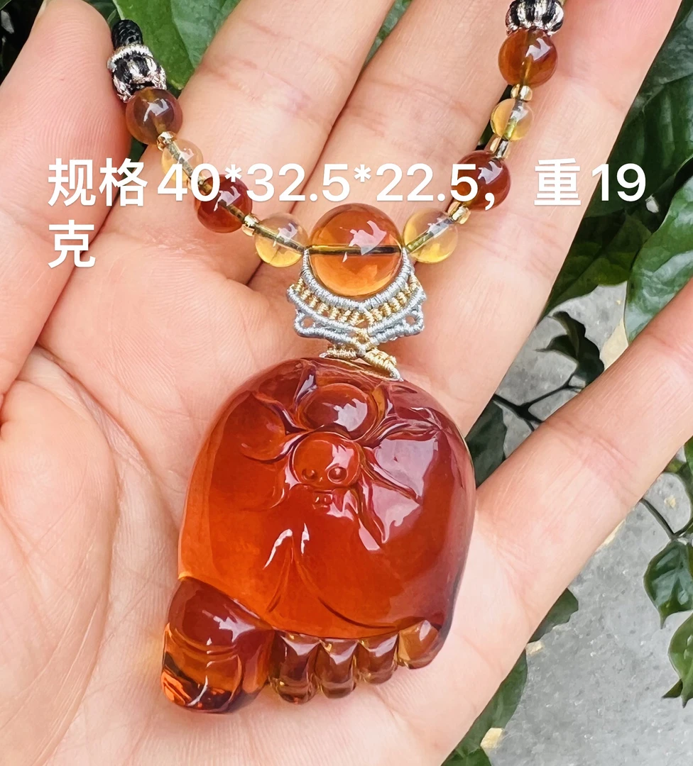 天然缅甸琥珀血茶知足常乐