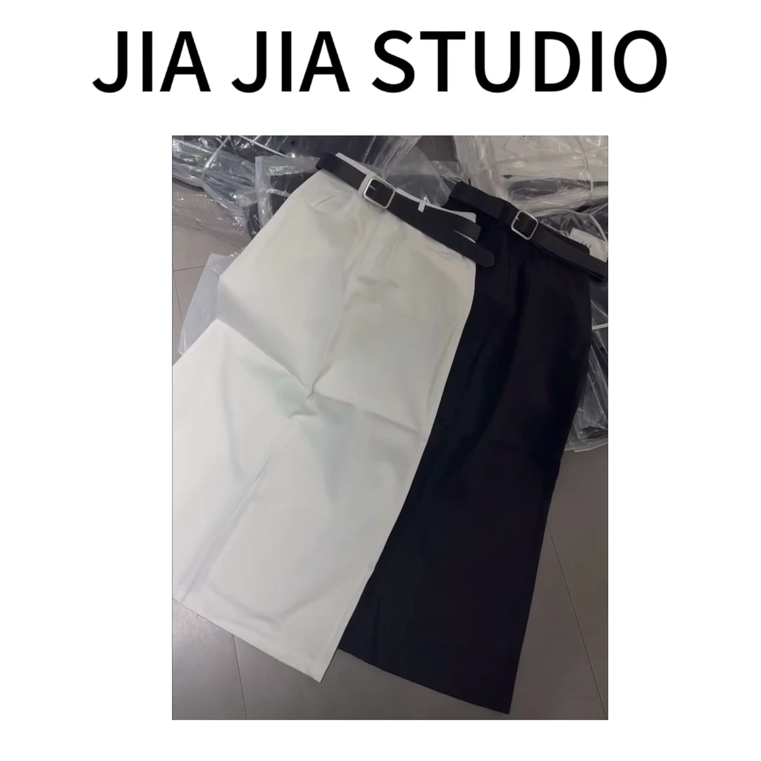 嘉嘉推荐#6661【早春款-水洗棉】百搭纯色后开叉半身裙