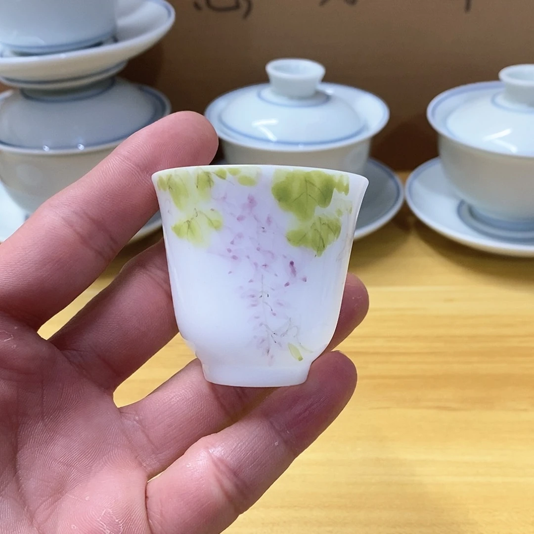 冰种手绘杯子6个（瑕）