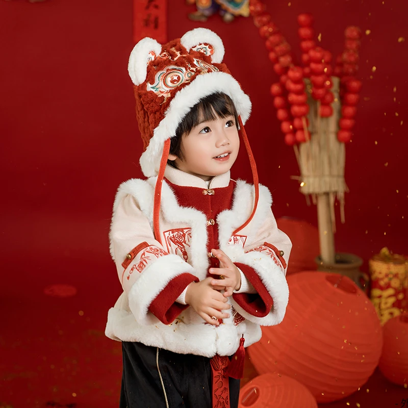 【年颂】儿童拜年服冬季加厚过年衣服女宝周岁礼服唐装男童过年服