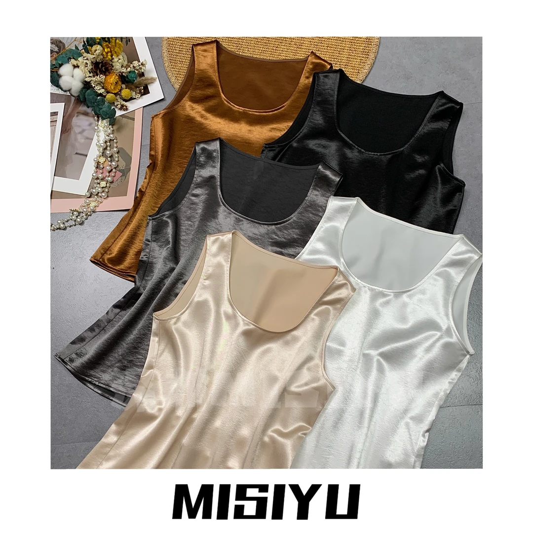 【MISIYU】醋酸褶皱背心 2025新品 春夏时尚休闲百搭女士宽松25006