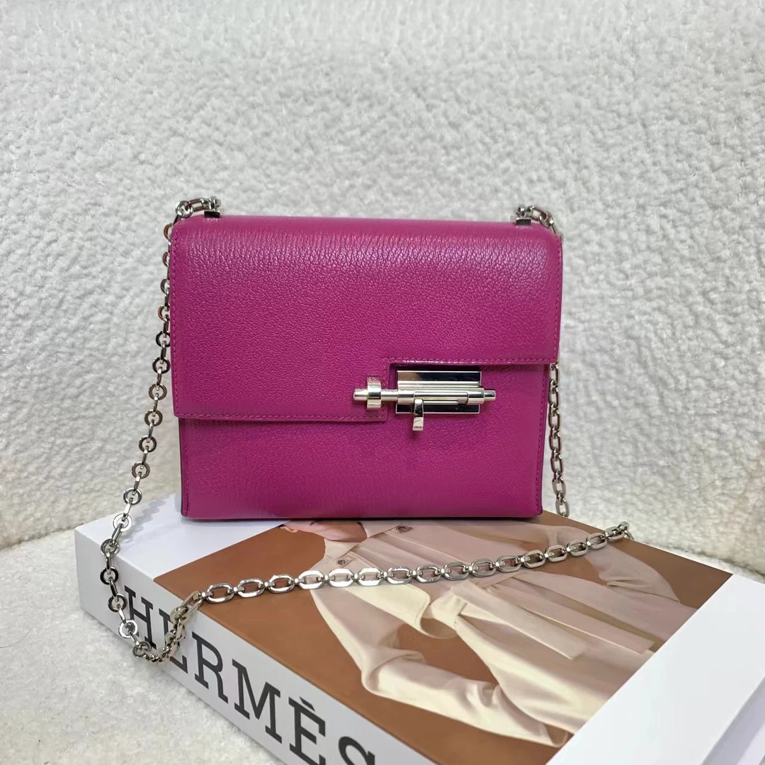 99新 Hermes/爱马仕 壹臻/玫瑰紫银扣verrou17 C刻 89514970