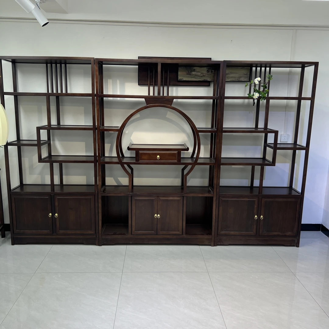 植物花卉新中式榫卯结构储藏博古架多功能箱框结构