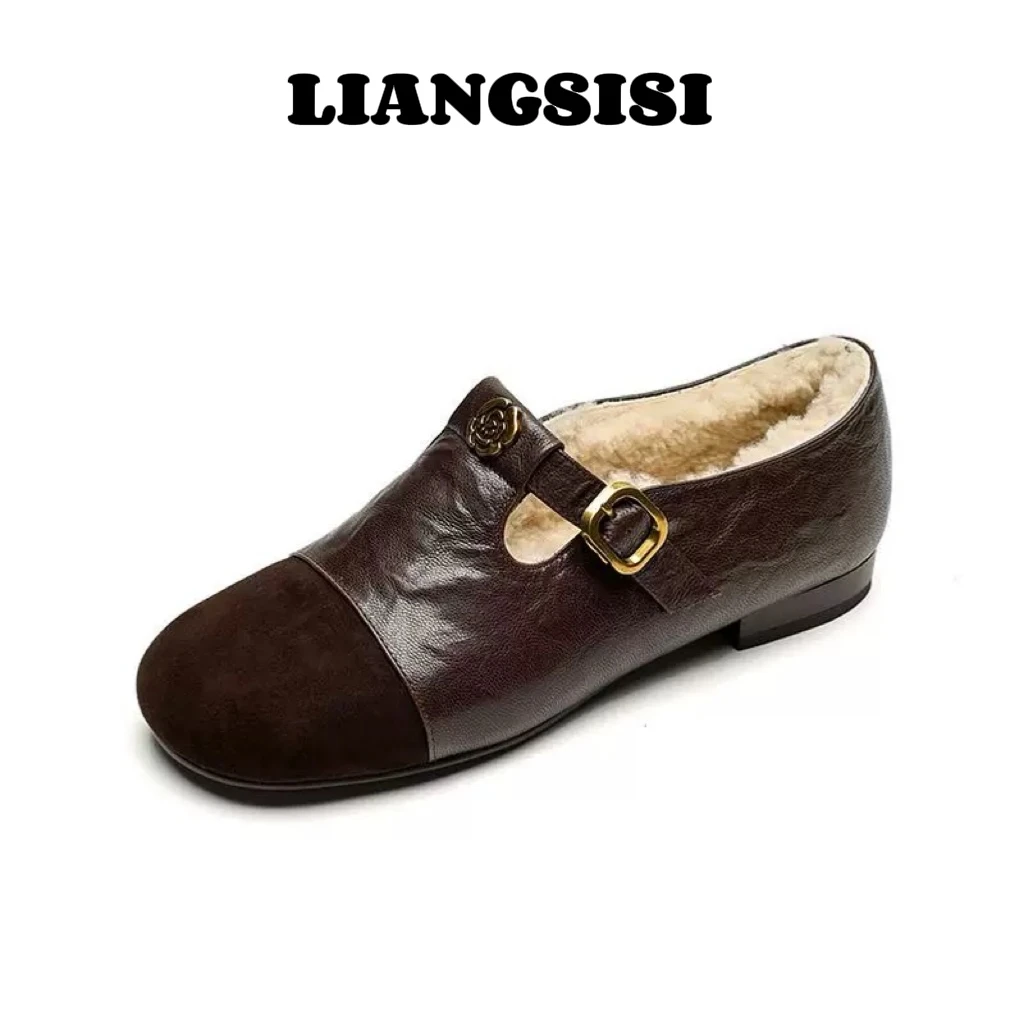 梁思思SHOES【山茶花皮鞋】保暖深口舒适女鞋小皮鞋-2358